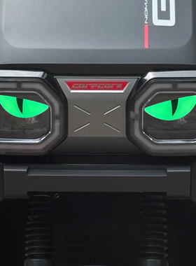 适用雅迪无界E30车头立体炫彩恶魔眼睛装饰车灯夜光猫眼改装贴纸