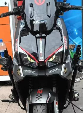 适用于台铃王者pro/max车头灯眉定风翼改装立体夜光眼睛装饰贴纸