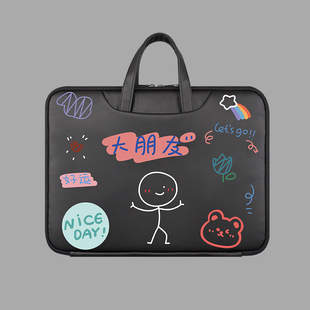 简约手提笔记本电脑包适用苹果Macbookair13.3联想小新pro14通勤16寸戴尔ins风游戏本华硕小米防水防震手提袋