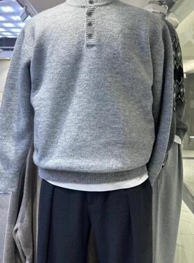 MVAKSTUDIO2024冬季新款纯色仿羊绒针织毛衣男韩版亨利领毛衣百搭