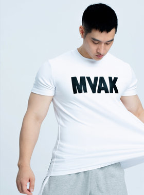 MVAKSTUDIO2021新款白色运动健身T恤男修身短袖潮牌圆领夏季抗皱