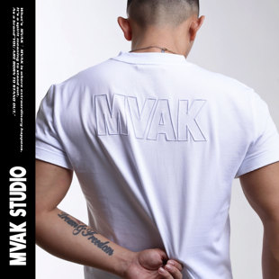 MVAKSTUDIO2021新款白色纯棉刺绣圆领网红t恤男ins超火潮牌短袖