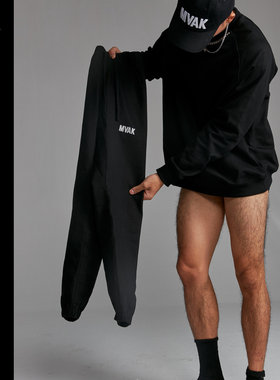 MVAKSTUDIO新款黑色纯棉运动网红卫裤男潮牌束脚夏季ins宽松大码