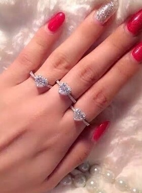心形纯银克拉结婚礼物戒指