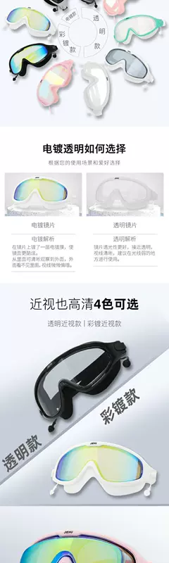 Goggles khung lớn cận thị HD kính bơi chống nước và chống sương mù cho nam và nữ mũ bơi lặn dành cho người lớn và thiết bị - Goggles