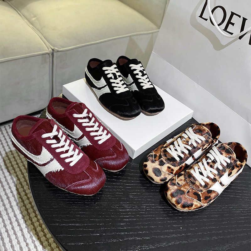 欧货真皮女鞋2026春季新款时尚复古豹纹德训鞋ins百搭休闲运动鞋