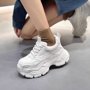 欧洲站真皮增高厚底增高老爹鞋女