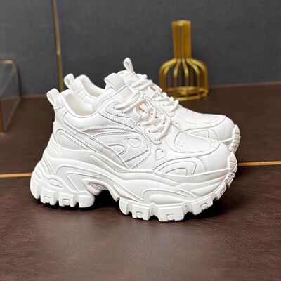 厚底增高显脚小松糕老爹小白鞋