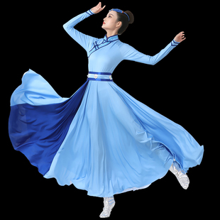 蒙古族演出服女少数民族装大摆裙民族风舞蹈顶碗蒙族袍艺考连衣裙