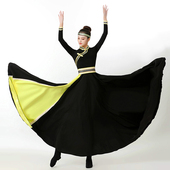 2024新款 蒙古袍练功服长裙黑色 蒙古舞蹈演出服女长裙艺考表演服装