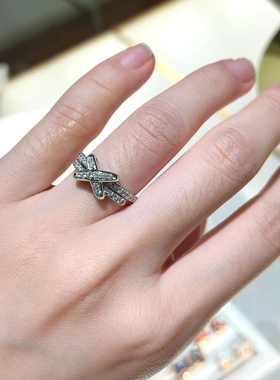 尚美伯爵18k玫瑰金白金Liens连结交叉缘系一生半钻满钻戒指对戒