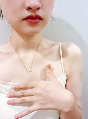尚美伯爵18k玫瑰金Lien交叉X项链全钻石镶钻锁骨链七夕节日礼物