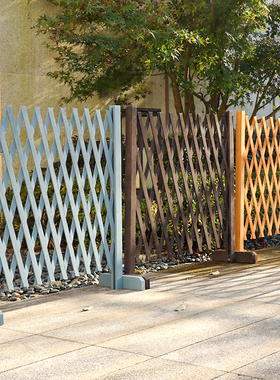户外防腐木伸缩围栏庭院木栅栏篱笆室外花园小院围墙隔断护栏装饰