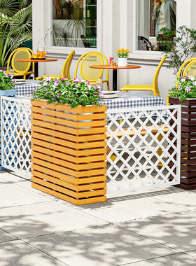 户外组合花箱护栏店铺门口围栏餐厅隔断花架室外防腐木花槽种植箱