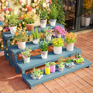 阳台植物放置架室内花盆架子落地式客厅实木多层可移动台阶式花架