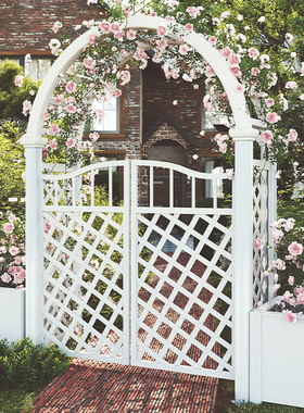 防腐木半圆拱门户外庭院爬藤葡萄支架室外花园弧形网格栅栏花围架