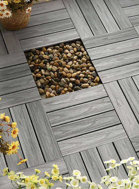 室外阳台塑木地板无缝花园自铺改造户外庭院防水防腐生态木塑拼接