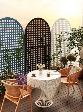 防腐木网格爬藤架阳台实木白色栅栏墙壁花架壁挂墙面植物月季爬墙