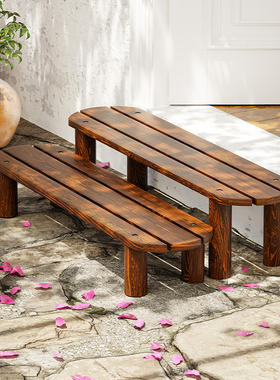 门口二层家用防腐木踏步台阶户外实木脚踏板阳台飘窗楼梯厨房垫高