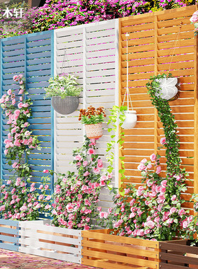 户外庭院防腐木百叶栅栏花园隔断花箱爬藤架种植围栏阳台屏风护栏