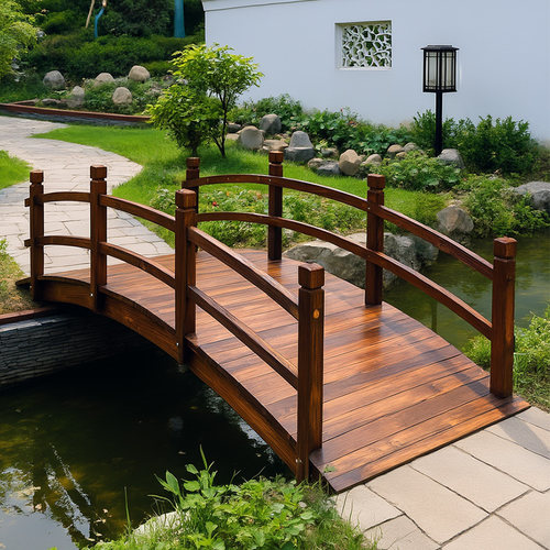 花园防腐木景观小木桥拱桥室外
