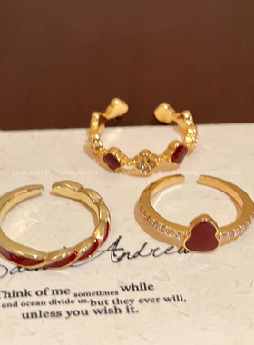 新年马年红色葫芦开口戒指气质小众设计叠戴食指戒简约时尚指环