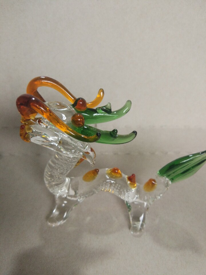 彩色玻璃制品琉璃手工工艺品摆件家居小摆设十二生肖龙生日礼品