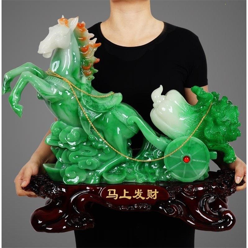 马摆件工艺品玉白菜风水招财创意办公室客厅书房装饰店铺开业送礼