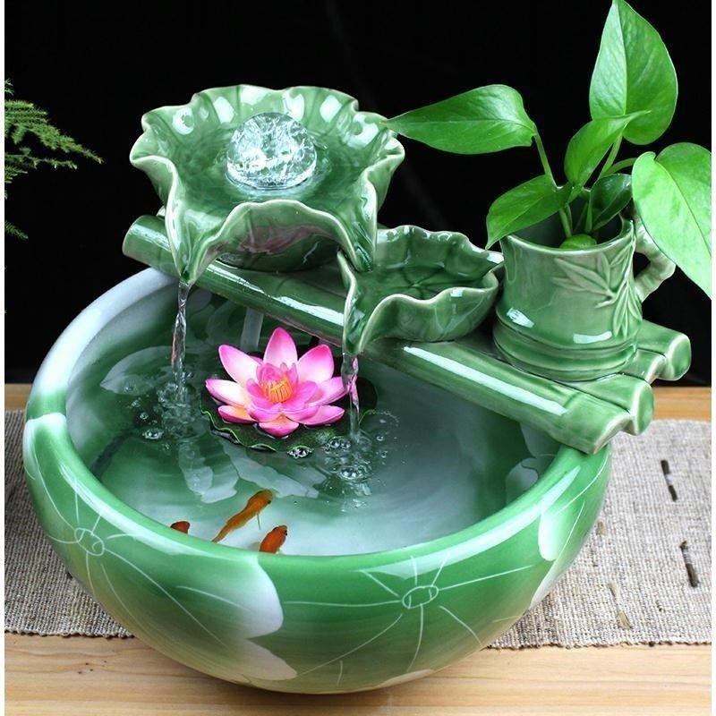 陶瓷鱼缸流水器家居客厅电视柜招财自动循环养鱼盆金鱼缸加湿摆件