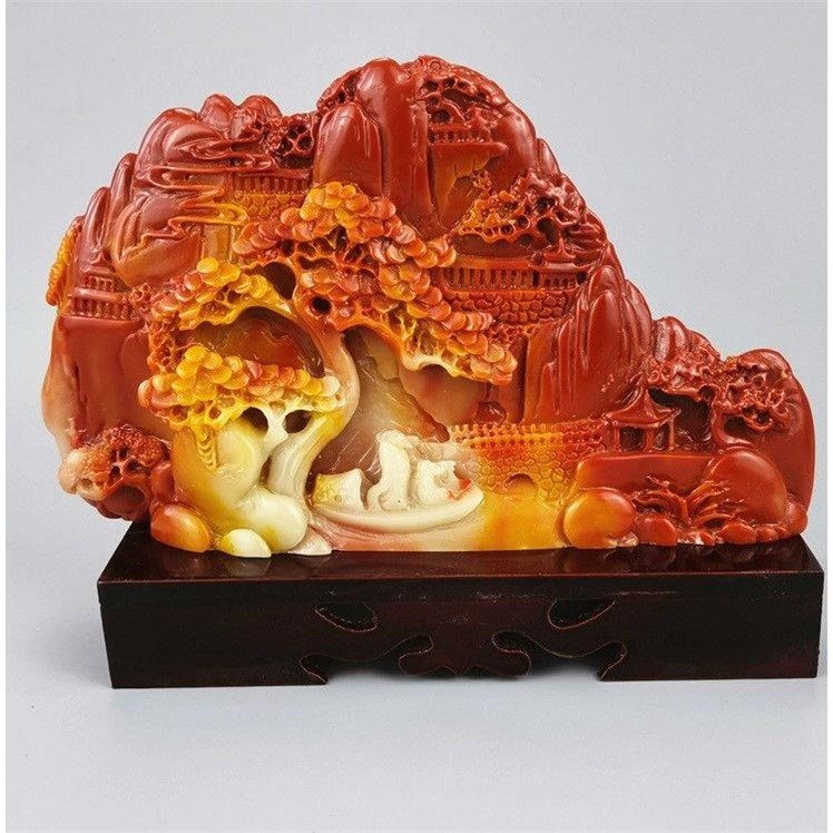 玉石福建寿山石雕工艺芙蓉色福在眼前风水玄关摆件奇石观赏石