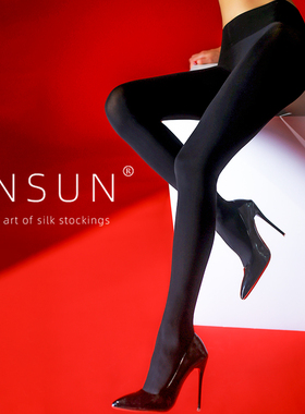 安幸绫感®「暮」80D天鹅绒柔滑哑光360度无痕无缝裆连裤黑丝袜女