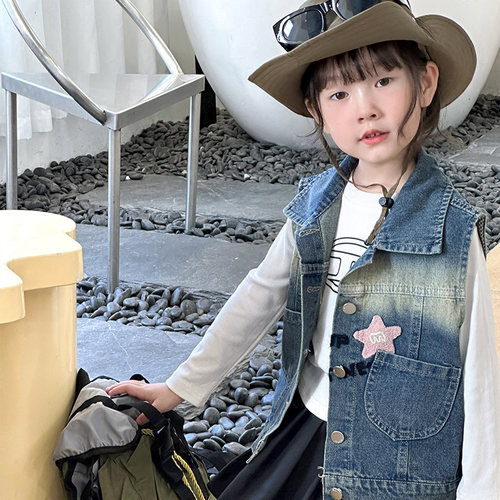 女童牛仔马甲儿童外穿童装