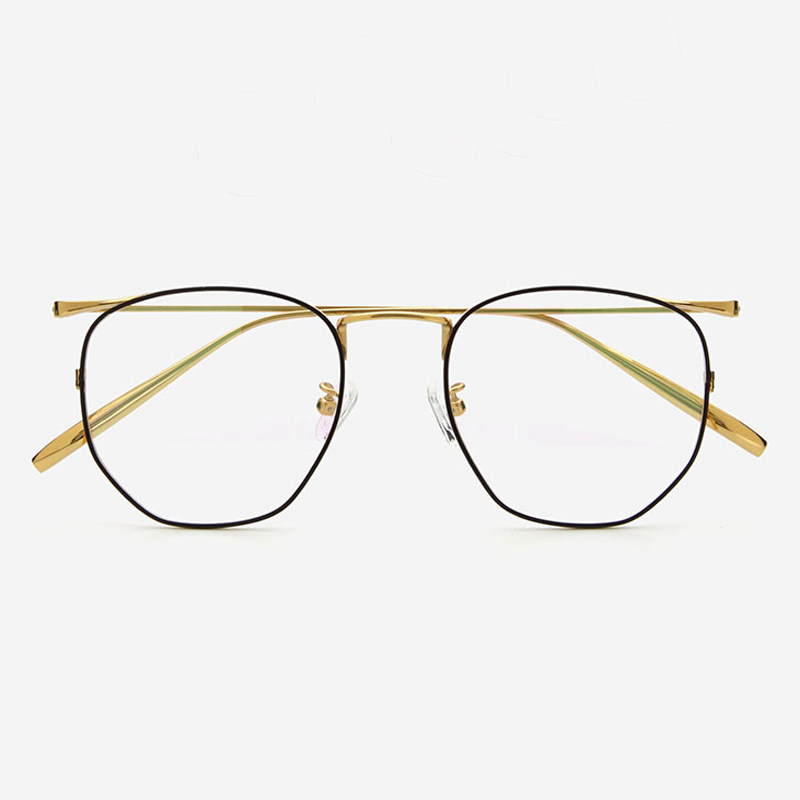 纯钛多边形眼镜框女潮圆脸大框平光镜男复古时尚防蓝光近视眼睛架