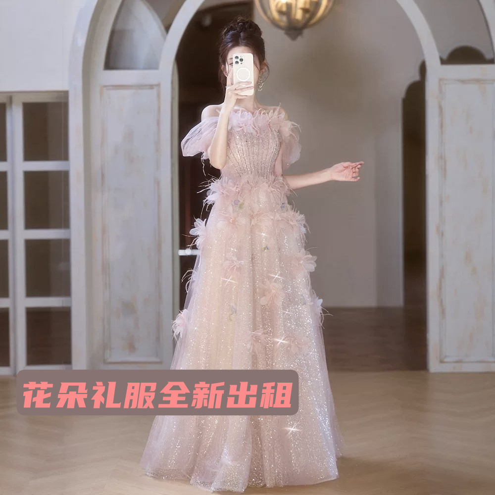 出租仙气花朵晚礼服裙女高级感宴会2026气质毕业成人高端生日小众