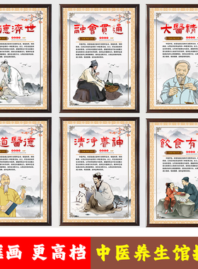 中医院养生知识医馆医风医德传统中医文化宣传栏展板海报实木挂画