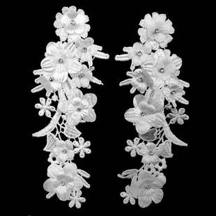 水溶绣花对领 DIY花边辅料 重工手工穿钻 涤光丝刺绣对花