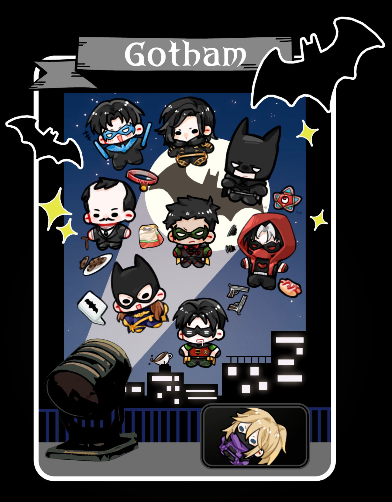 thumbnail for [Pre-sale] 15cm Batman Night Training Shake Music Magnetic Suction Closure Batman Nightwing Red Hood Millet Peripherals