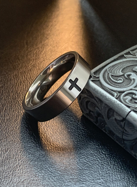 方寸十字-银色权戒钛钢食指戒指