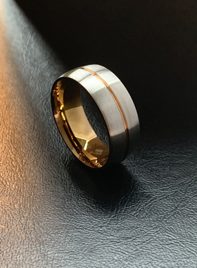 金缕丝-香槟色哑光简约钛钢戒指