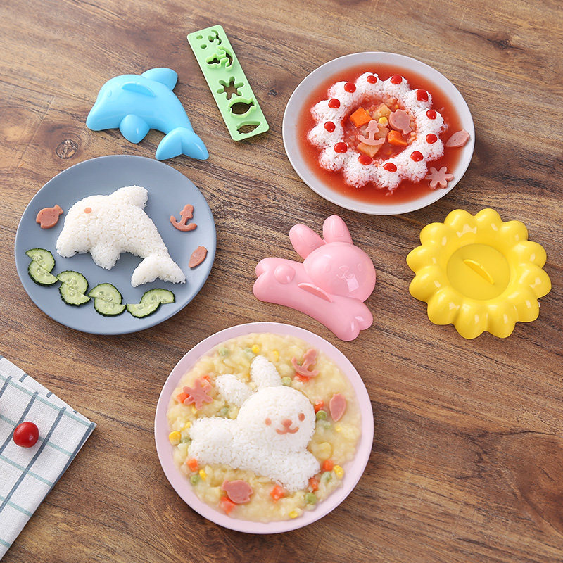 智途日式卡通饭团模具套装宝宝儿童可爱压饭神器送表情压花制作器