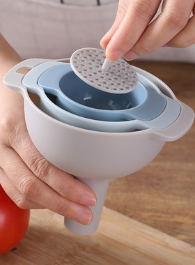 四合一带过滤网漏斗锥形酒油分装漏斗大小号灌黄豆小米加料漏斗器