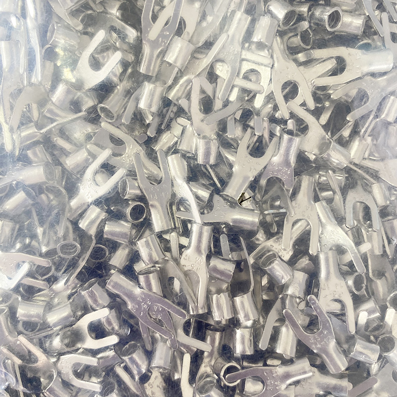 100只SNB3.5-4冷压叉形Y型U型裸端头紫铜焊口接线端子