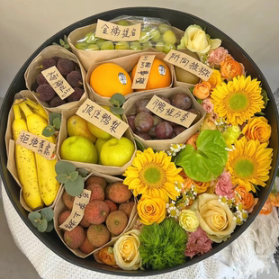 中考高考水果花篮不干胶标签逢考必过金榜题名鲜花烘焙贴纸装饰贴