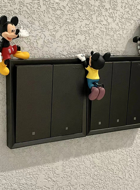 米奇插座开关装饰摆件客厅创意卡通墙贴装饰diy杯缘公仔结婚摆件