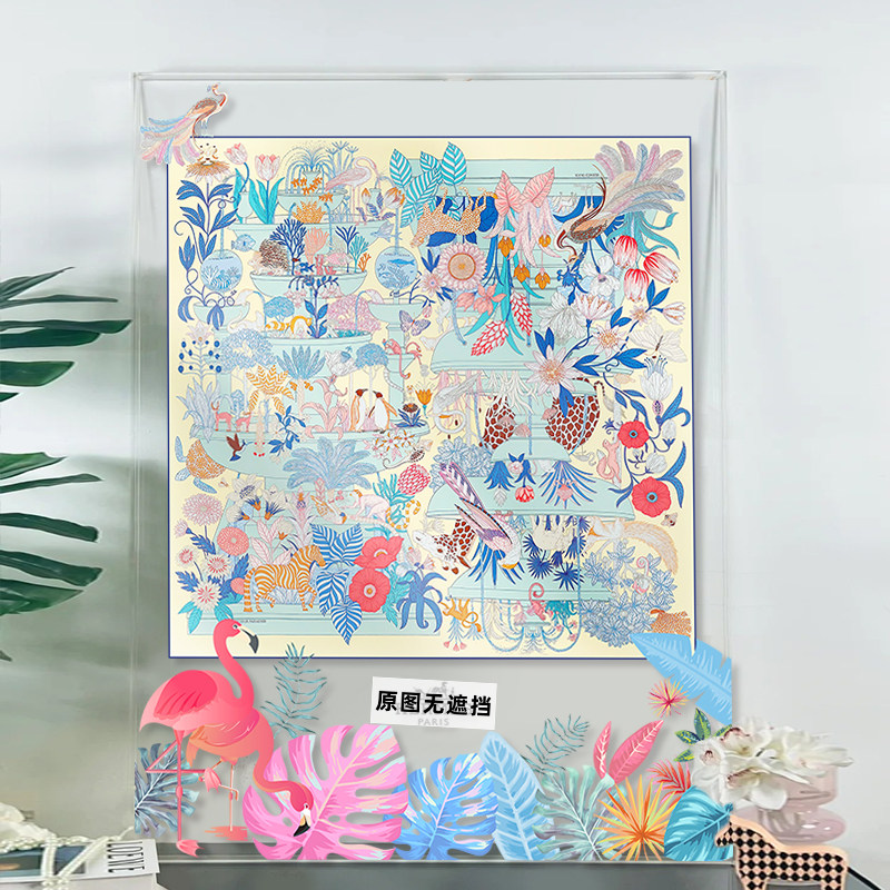多巴胺珍奇乐园丝巾装饰画热带植物动物亚克力客厅卧室衣帽间挂画