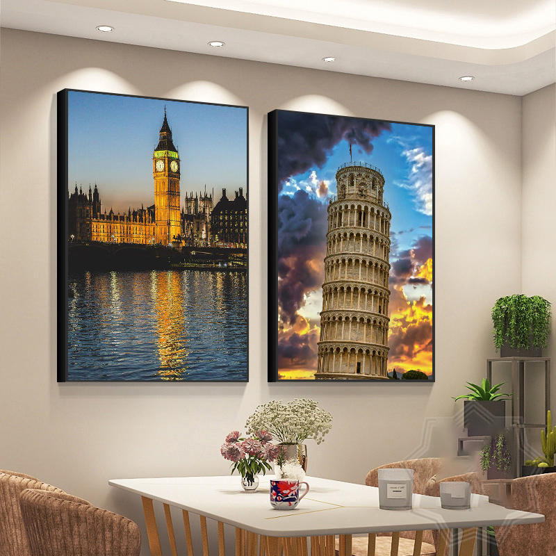 风景挂画意大利城市地标建筑装饰画客厅沙发背景墙画餐厅饭桌壁画