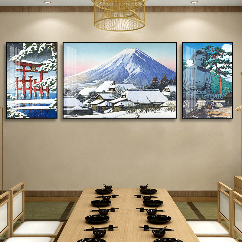 日式挂画日本风景餐厅寿司店烤肉店装饰画日系建筑街景居酒屋壁画图片