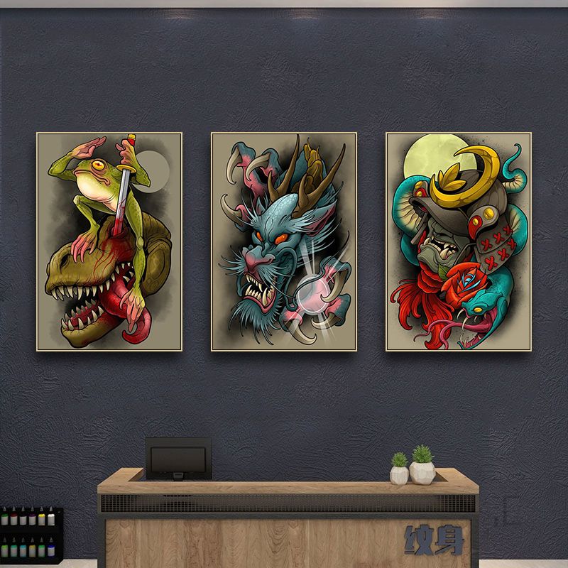 日本纹身店装饰画浮世绘刺青堂工作室挂画日式剧本杀密室逃脱壁画