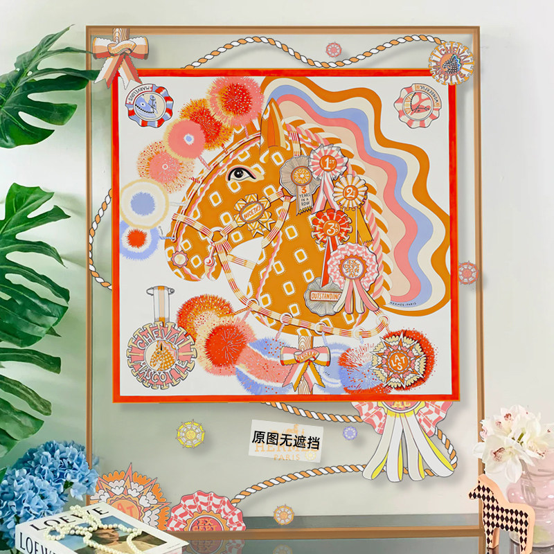 法式丝巾亚克力装饰画办公室工作室轻奢壁画高级感大幅玄关摆画