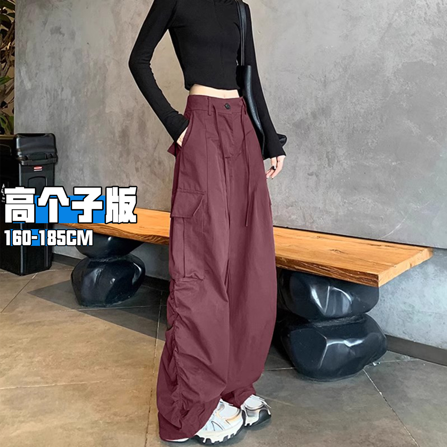 美式阔腿工装裤女2025新款高个子